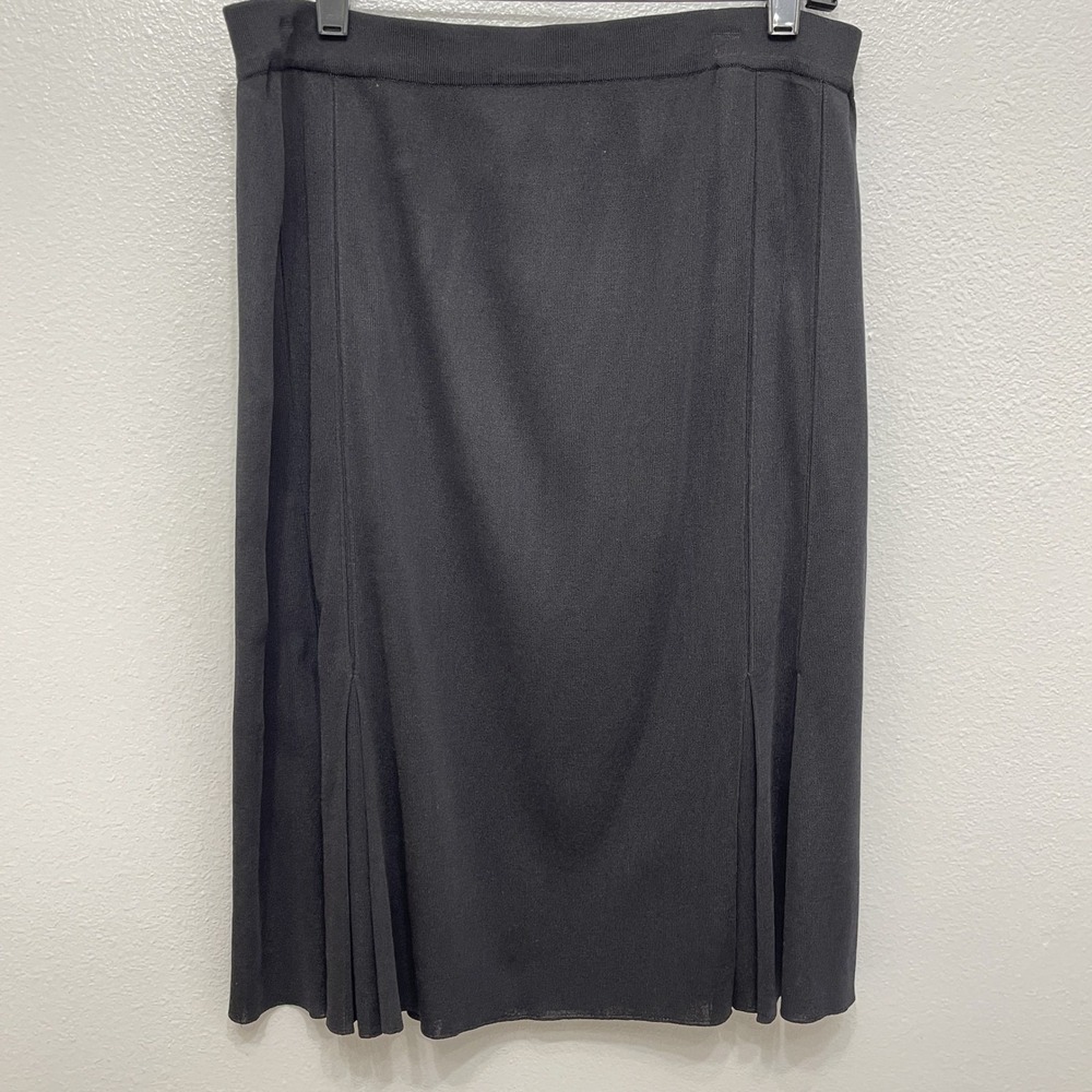 Misook Women's Skirt Large Black Pleated Elastic Waist